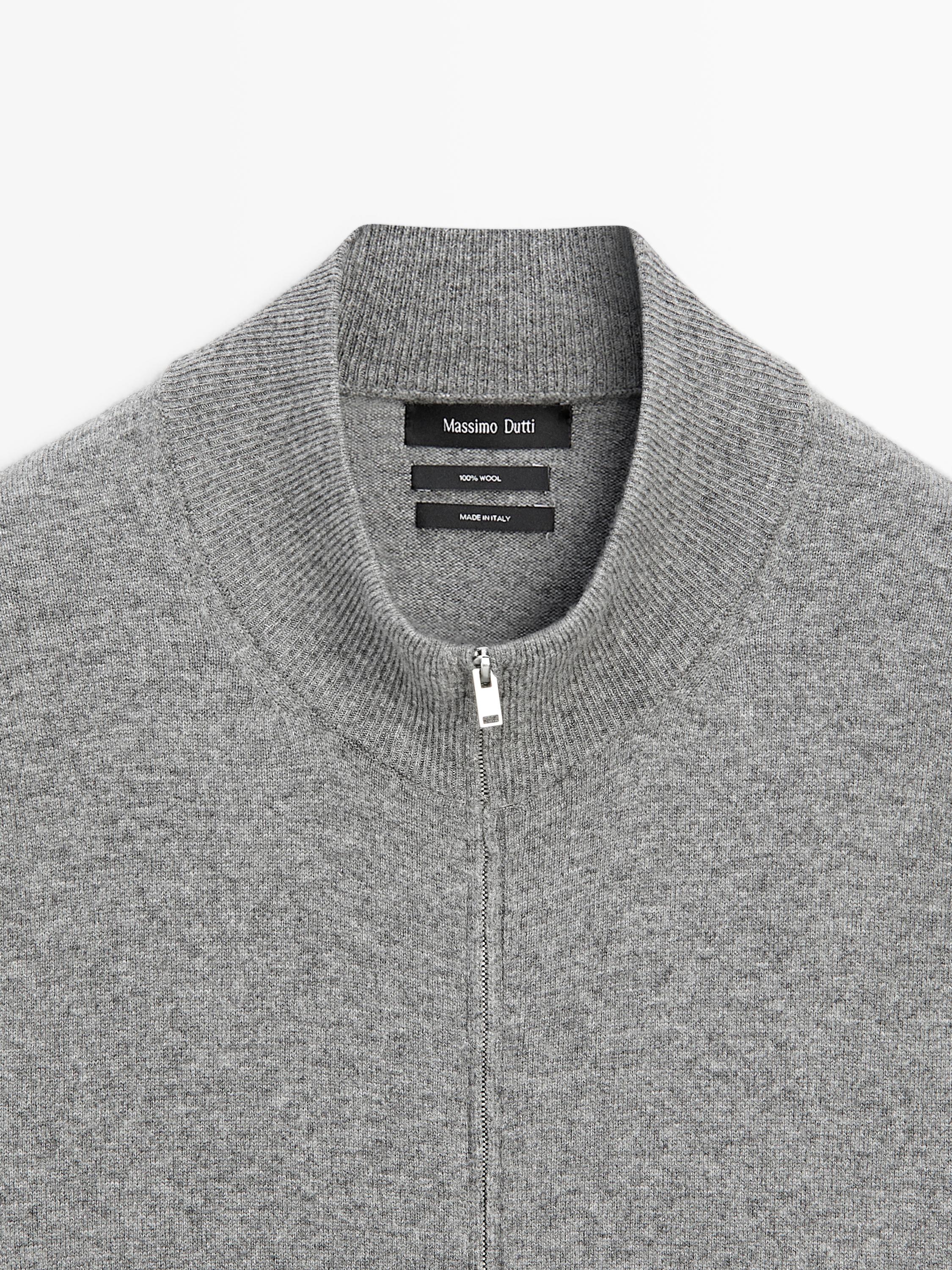 100% wool zip-up knit cardigan